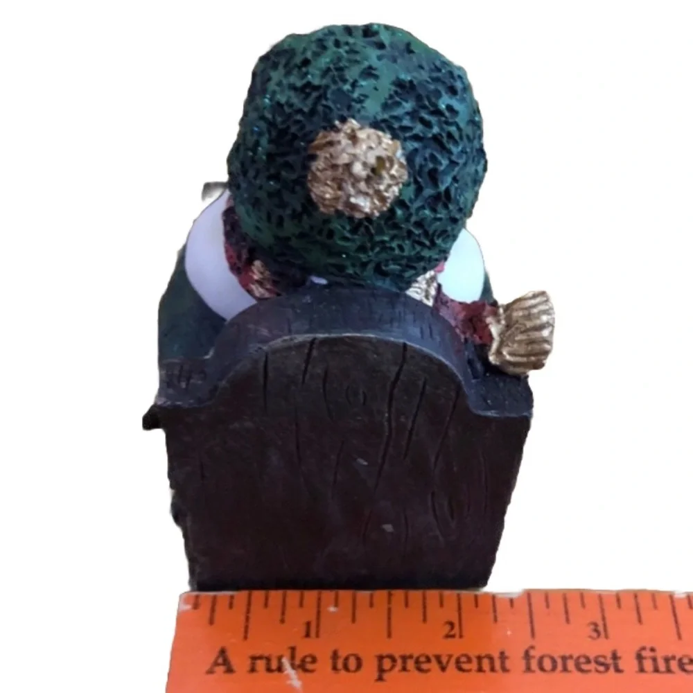 Festive Snowman Figurine with Green and Gold Accents